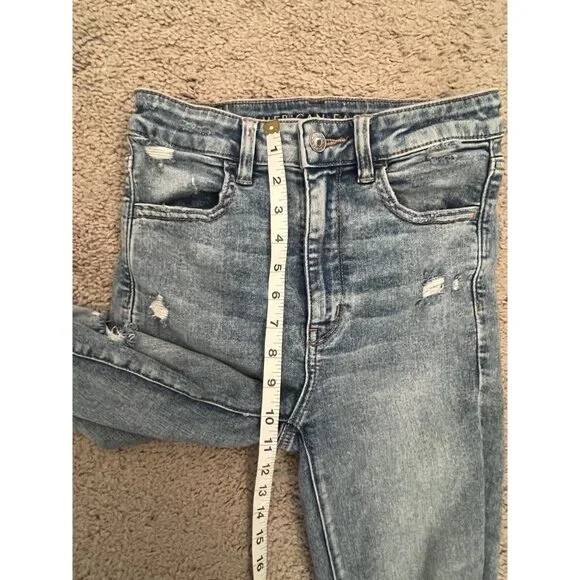 American Eagle Women's Distressed Light Wash High Rise Stretch Jegging 4 X long - Picture 14 of 15